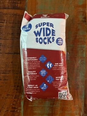 EliteWell Super Wide Socks-New/ Sealed -Black (2 Pairs)
